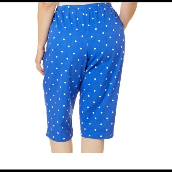 CORAL BAY Women’s Polka Dot Print Drawstring Twill Capris - Picture 7 of 8